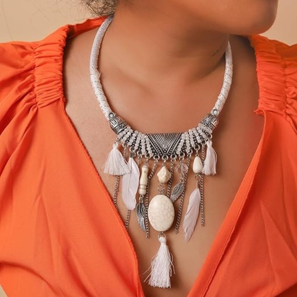 Bohemian Feather Tassel Necklace